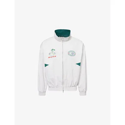 Duke & Dexter Mens White Green Wta Graphic-print Cotton Track Jacket In Multi