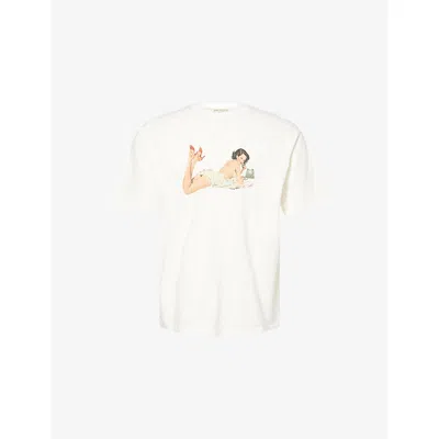 Duke & Dexter Mens White Pin Up Short-sleeves Cotton-jersey T-shirt