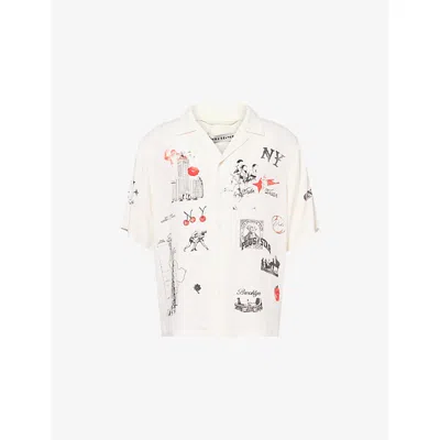 Duke & Dexter Mens White Sketch Vintage Short-sleeves Woven Shirt