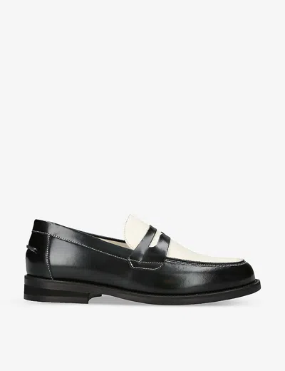 DUKE & DEXTER MENS WILDE PENNY LEATHER LOAFERS BLK/WHITE EUR 44 / 10 UK,68157907