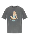 Duke & Dexter Pin Up Washed Graphic T-shirt In Gray