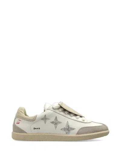 Duke & Dexter Plus Duke Star-print Crocodile-effect Sneakers In White