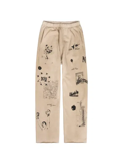 Duke & Dexter Printed Track Pants In Nude