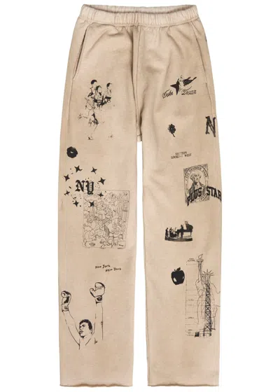 Duke And Dexter Sketch Printed Cotton Sweatpants In Brown