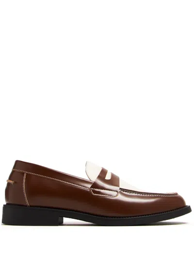 Duke & Dexter Two-tone Penny Loafers In Brown
