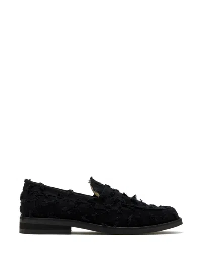 Duke & Dexter Wilde Frayed Loafers In Black