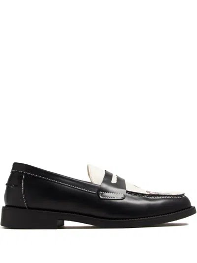Duke & Dexter Wilde Snake-print Leather Loafers In Black