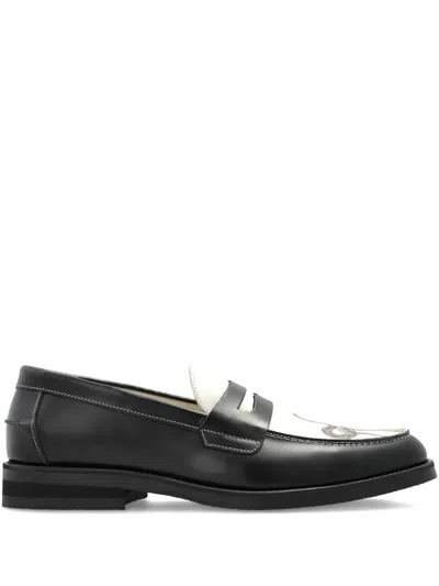 Duke & Dexter Wilde Snake-print Loafers In Black
