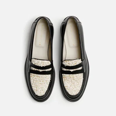 Duke & Dexter Women's Wilde Black + White Habana Penny Loafer - Women's In Multi