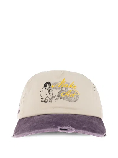 Duke + Dexter Distressed Graphic-print Cap In Purple