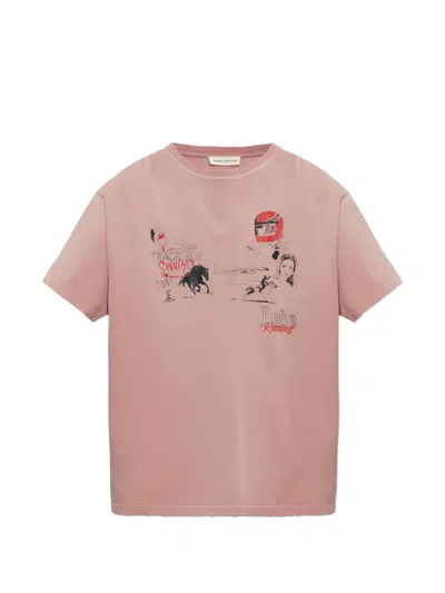 Duke + Dexter Dr4 Sketch Graphic-print Distressed T-shirt In Pink