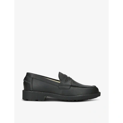 Duke & Dexter Wilde Lug-sole Leather Penny Loafers In Black