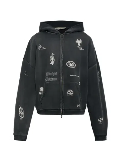 Duke + Dexter Graphic-print Zip-up Hoodie In Gray