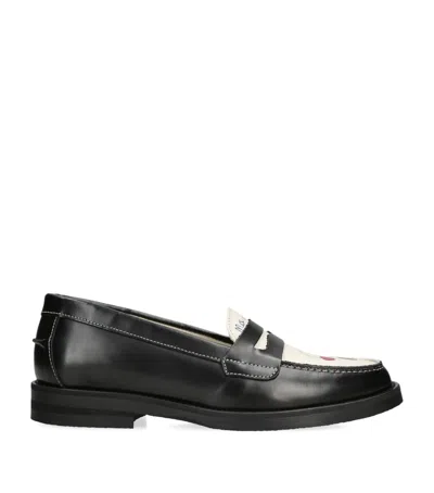 Duke & Dexter Leather Cherry Wilde Penny Loafers In Blk/white