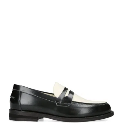 Duke & Dexter Wilde Graphic-print Leather Penny Loafers In Blk/white