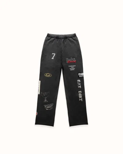 Duke + Dexter Men's Dr4 Embroidered Washed Black Sweat Pant