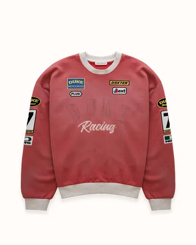 Duke + Dexter Men's Dr4 Racing Patch Red + Oat Marl Sweatshirt