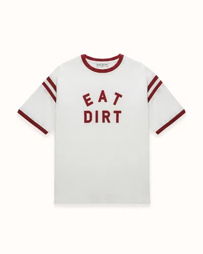 Duke + Dexter Men's Eat Dirt Vintage White + Burgundy College T-shirt In Burgundy/white