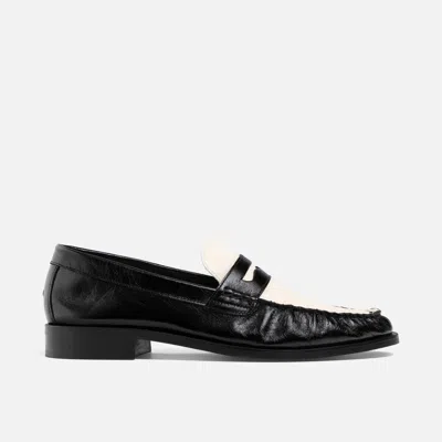 Duke + Dexter Men's Ezra Black + White Ruched Loafer - Men's