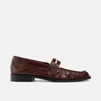 Duke + Dexter Men's Ezra Chestnut + White Ruched Loafer - Men's