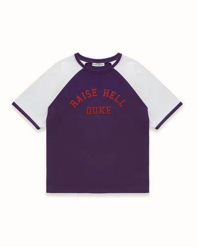 Duke + Dexter Men's Mc Raise Hell Dark Mauve + Vintage White College T-shirt In Purple