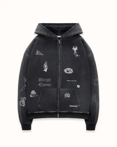 Duke + Dexter Men's Mc Sketch Washed Black Zip Hoodie