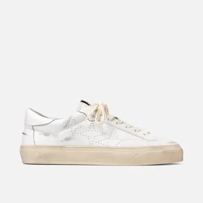 Duke + Dexter Men's Plus Designer Court White Distressed Sneaker - Men's