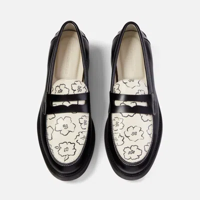 Duke & Dexter Men's Wilde Black Sketch Floral Penny Loafer - Men's In Black/floral