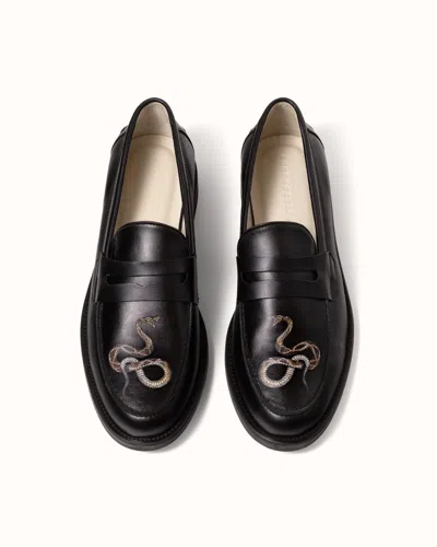Duke + Dexter Men's Wilde Black Snake Penny Loafer - Men's