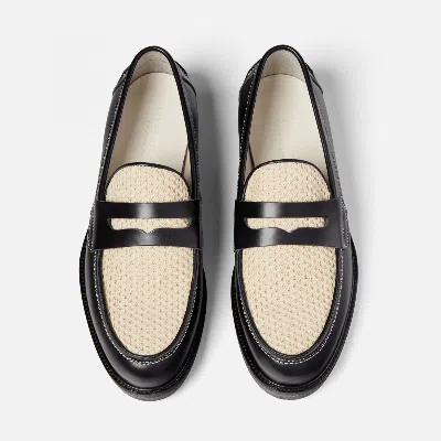 Duke & Dexter Men's Wilde Black + White Rattan Penny Loafer - Men's In Black/white