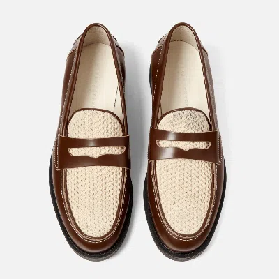 Duke & Dexter Men's Wilde Chestnut + White Rattan Penny Loafer - Men's