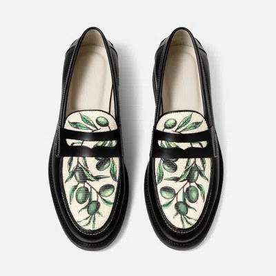 Duke + Dexter Men's Wilde Olive Raffia Penny Loafer - Men's In Green