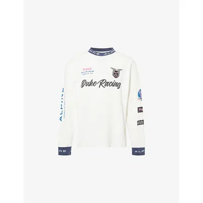 Duke + Dexter Mens Alpine Formula One Cotton T-shirt White