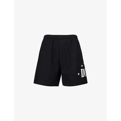 Duke & Dexter Mens Drawstring Two-slip-pockets Cotton-poplin Shorts Black