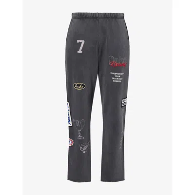 Duke + Dexter Mens Duke & Dexter Dr4 Embroidered Washed Cotton Jogging Bottoms In Black