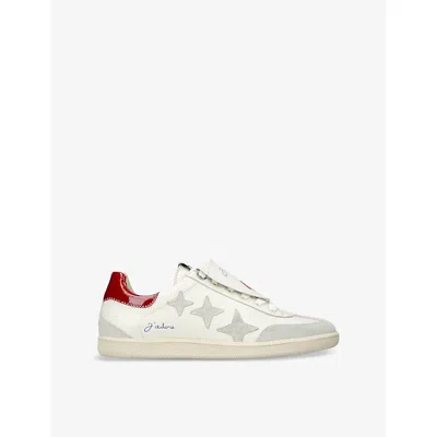 Duke & Dexter Mens White/red Plus Duke Kiss Leather Trainers Eur 44 / 10 Uk