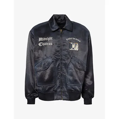 Duke + Dexter Mens Duke & Dexter Raise Hell Embroidered Woven Bomber In Black