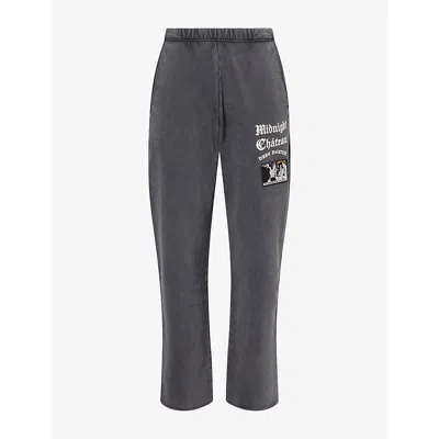 Duke + Dexter Mens Duke & Dexter Washed Graphic-print Cotton Jogging Bottoms In Black