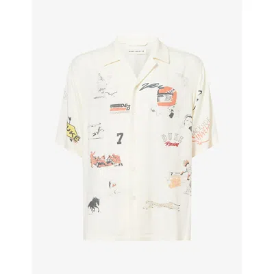 Duke + Dexter Mens Ecru Dr4 Sketch Short Sleeve Woven Shirt