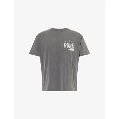Duke & Dexter Mens Grey Printed Crewneck Cotton-jersey T-shirt Xl