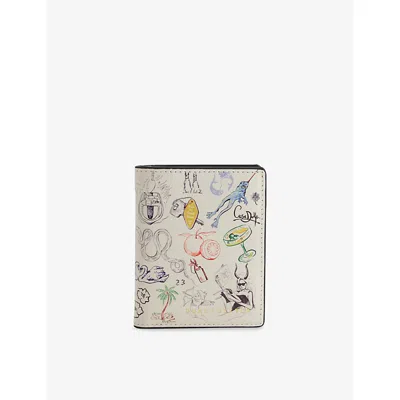 Duke + Dexter Mens Multi Dean Sketch-print Leather Wallet In Metallic