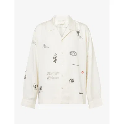 Duke + Dexter Mens White Mc Sketch Vintage Long-sleeve Woven Shirt