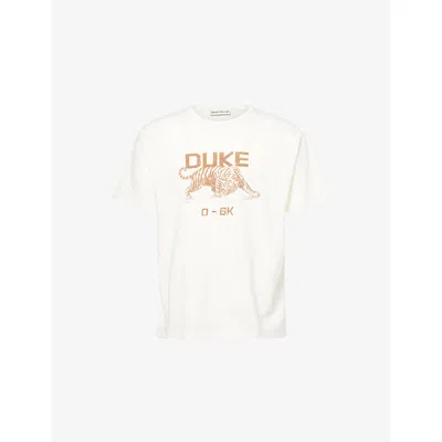 Duke + Dexter Mens Duke & Dexter Rising Tiger Printed Cotton T-shirt In White