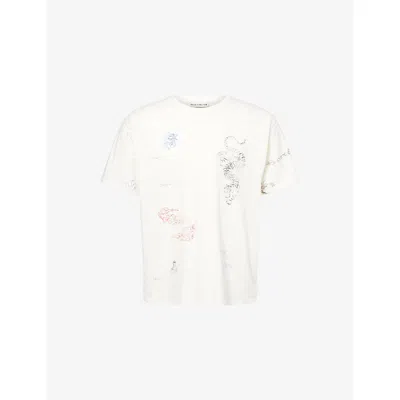 Duke + Dexter Mens Duke & Dexter Sketch-print Oversize Cotton T-shirt In Black