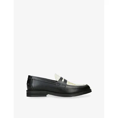 Duke + Dexter Mens Wilde Chateau Leather Penny Loafers Black/comb Eur 42 / 8 Uk In Multi
