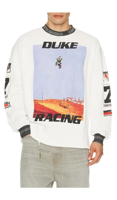 Duke + Dexter Motorcross Waffle Long Sleeve Tee In Vintage White