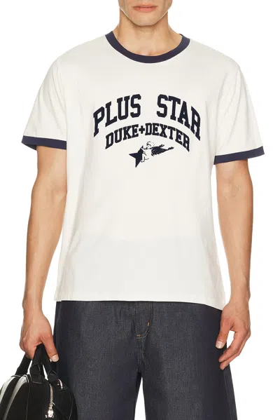 DUKE + DEXTER PLUS STAR FLOCK PRINTED RINGER TEE