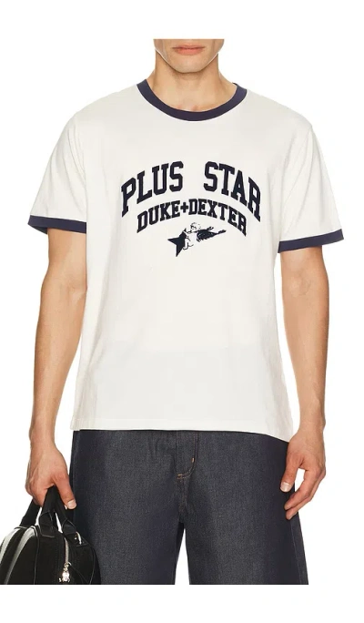 DUKE + DEXTER PLUS STAR FLOCK PRINTED RINGER TEE