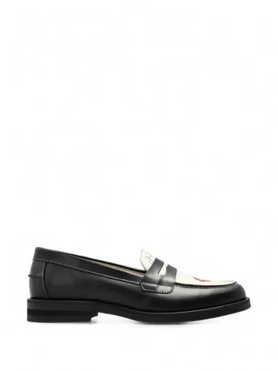 Duke + Dexter Wilde Lip-print Leather Loafers In Black