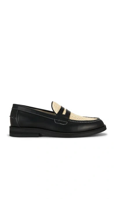Duke + Dexter Wilde Rattan Penny Loafer In Black